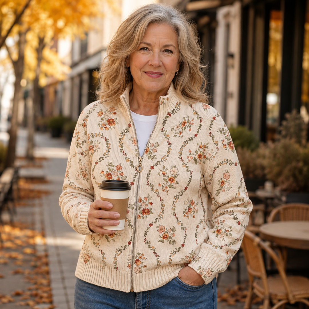 Hannelore™ | Cardigan mit zarten Blütenranken